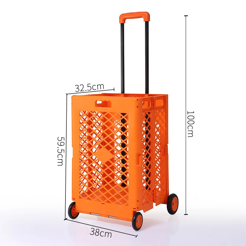 Environmentally friendly PP material foldable and portable shopping cart Spin wheel Small trailer