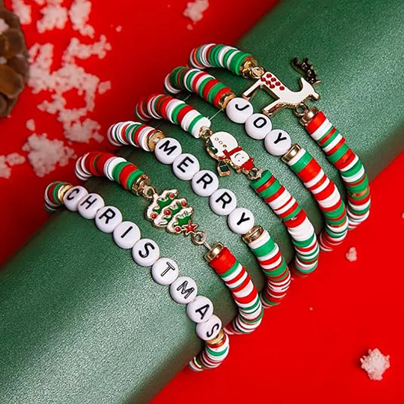 Hot Sale Cute Christmas Charm Bracelets Set 6 Pack for Women & Teen Girls Party Gifts for This Holiday Season Christmas