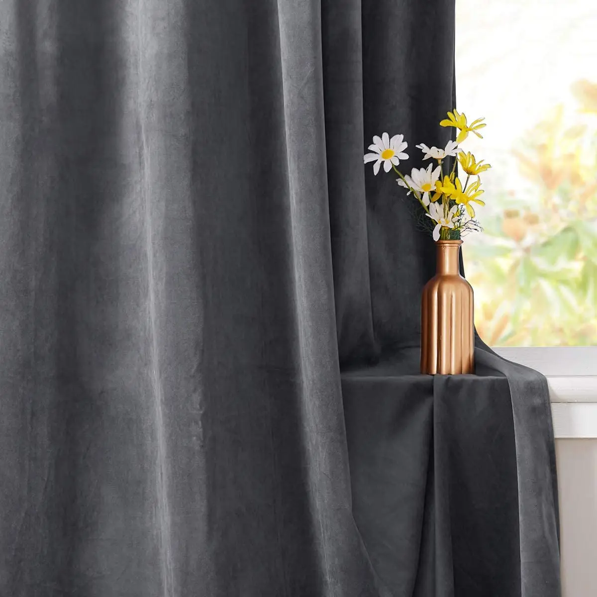 
Velvet Curtains for Sliding Door - Blackout Thermal Insulated Grommet Window Covering 