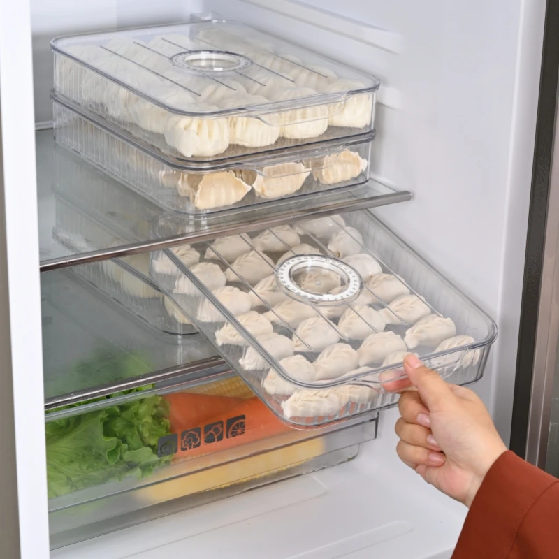 2023 new design food grade PET fridge silicone dumpling crisper box storage box