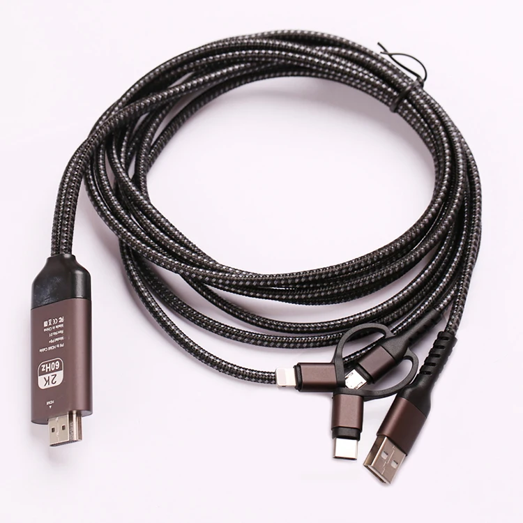3 в 1 кабель с разъемом Micro USB Type-C для перехода от разъема Lightning к конвертеру HDMI IPhone X 6 7 8 IPad Samsung S8 S9 IOS Android телефон телевизору