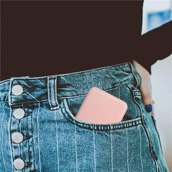 pink color square compact LED light makeup mirror