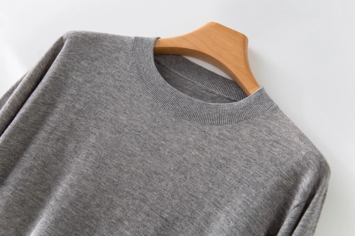 RTS Large Stocks No MOQ 18GG 3D Seamless Silk Cashmere Sweater Men Crew Neck Long Sleeve Pullover Sweater for Men