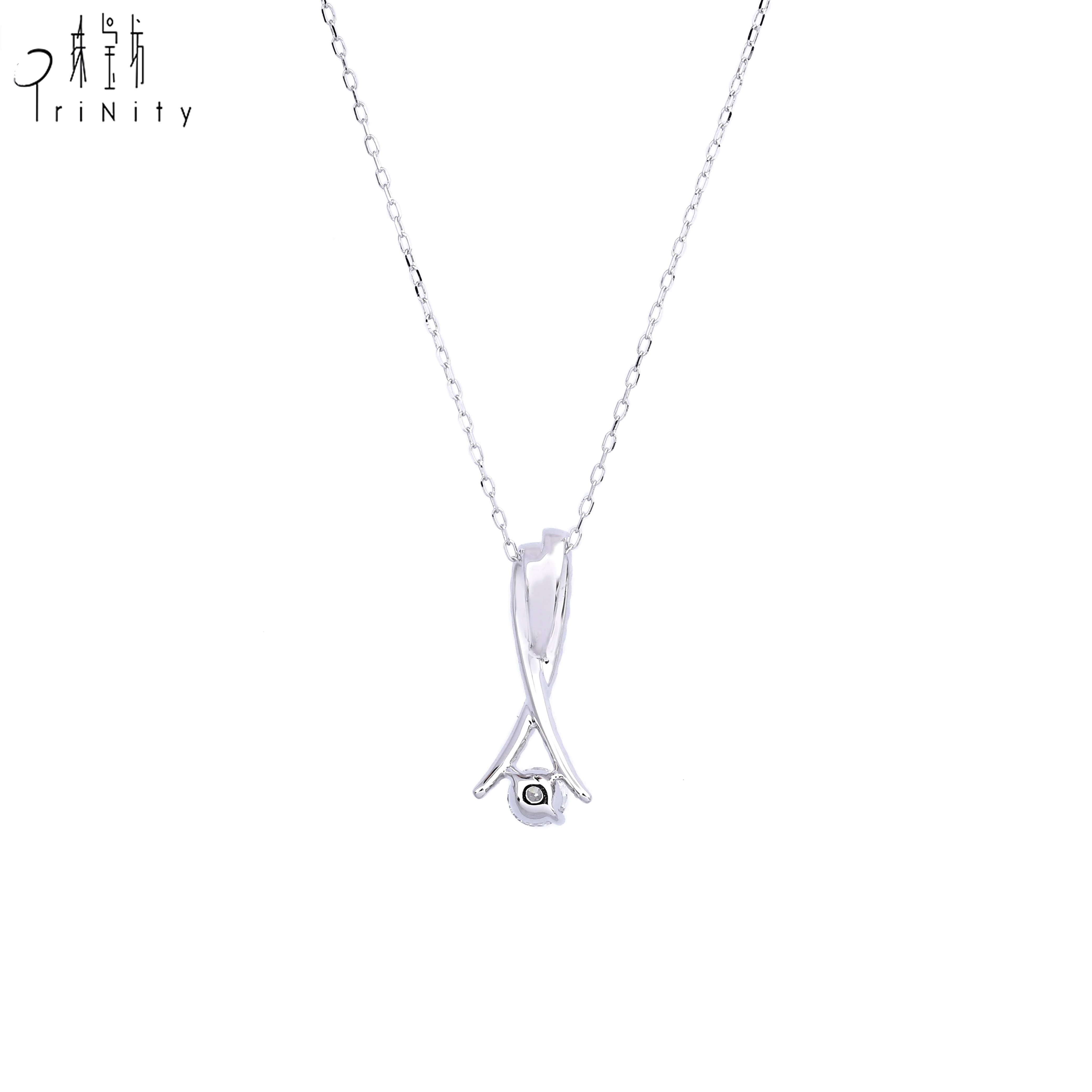 New Products Latest Design With Best Price 18K White Gold Diamond Necklace For Ladies