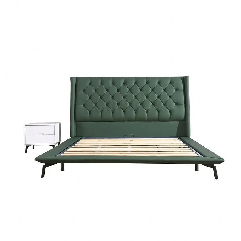 Customized Stylish 5 Star Hotel Genuine Leather Relax Modern Queen Size Bed