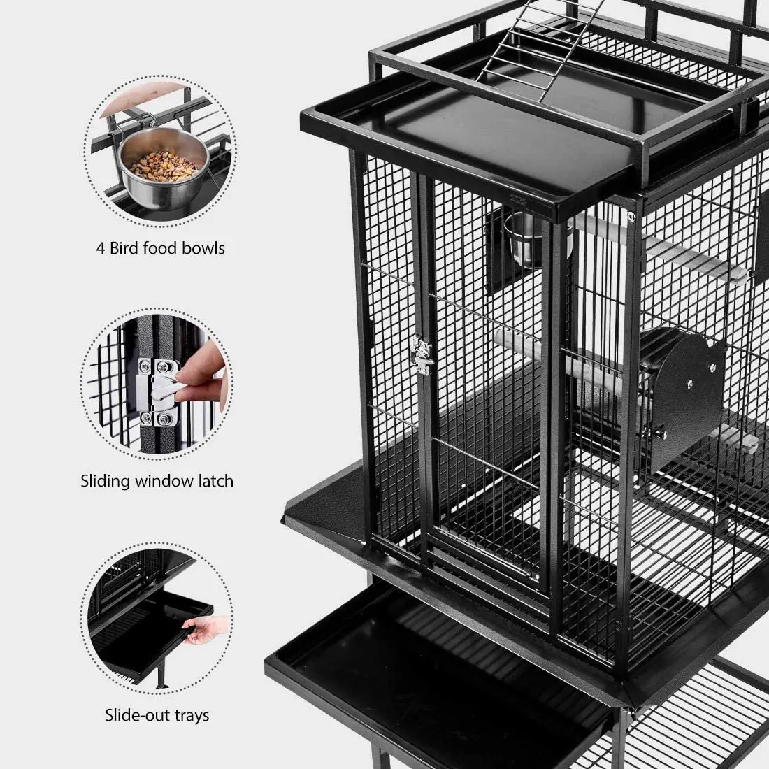 Factory sales wire metal square types of bird cage with stand parrot pet cage sample bird cage for curlew birds