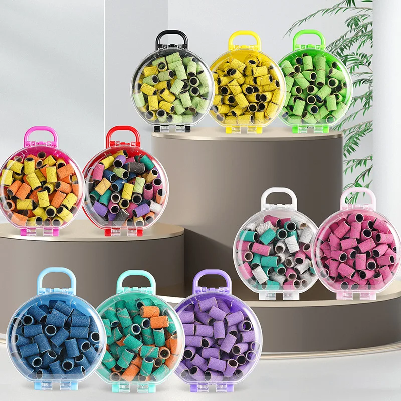 Customized Private Label Colorful Nail Drill Sanding Bands 80Pcs 180 240 Grit Small Barrel Nail Drill Bit Sanding Band Nail Tool