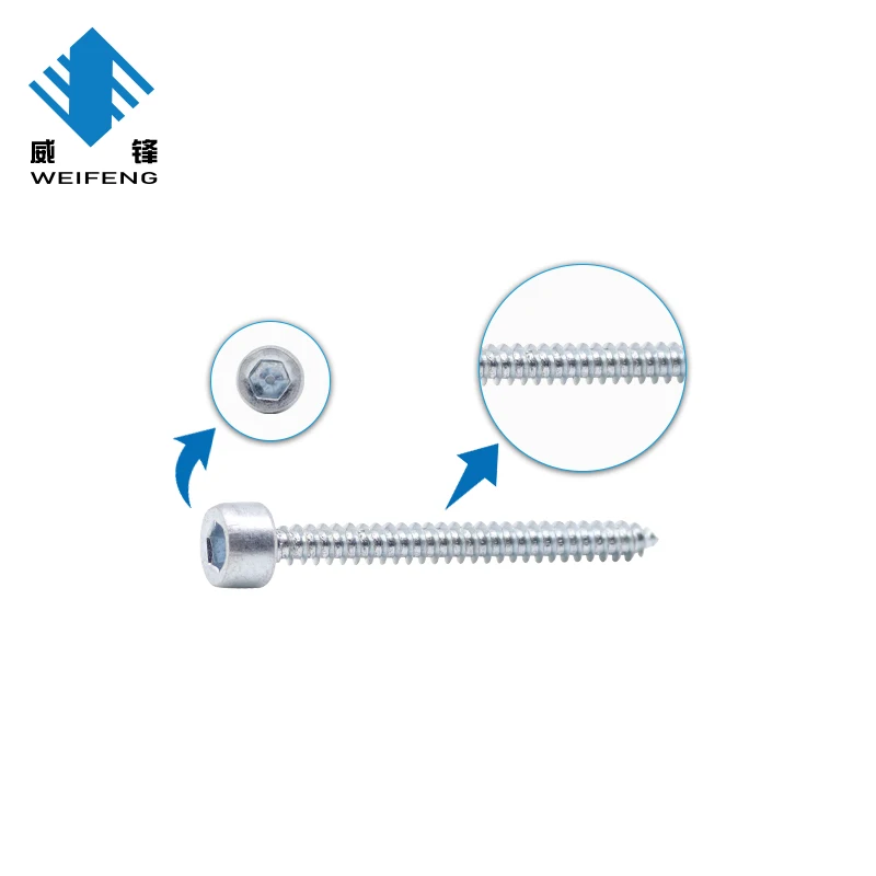 High Quality Flat Head Zinc Plated Hex Socket Head Screw M5 M6.3 M7 Furniture Confirmat Screw