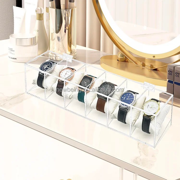 6 Slot Watch Display Organizer With Clear Acrylic