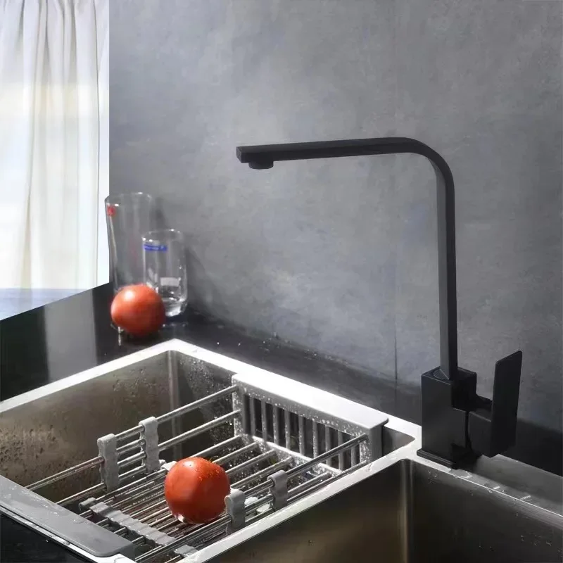304 stainless steel square black kitchen sink faucet