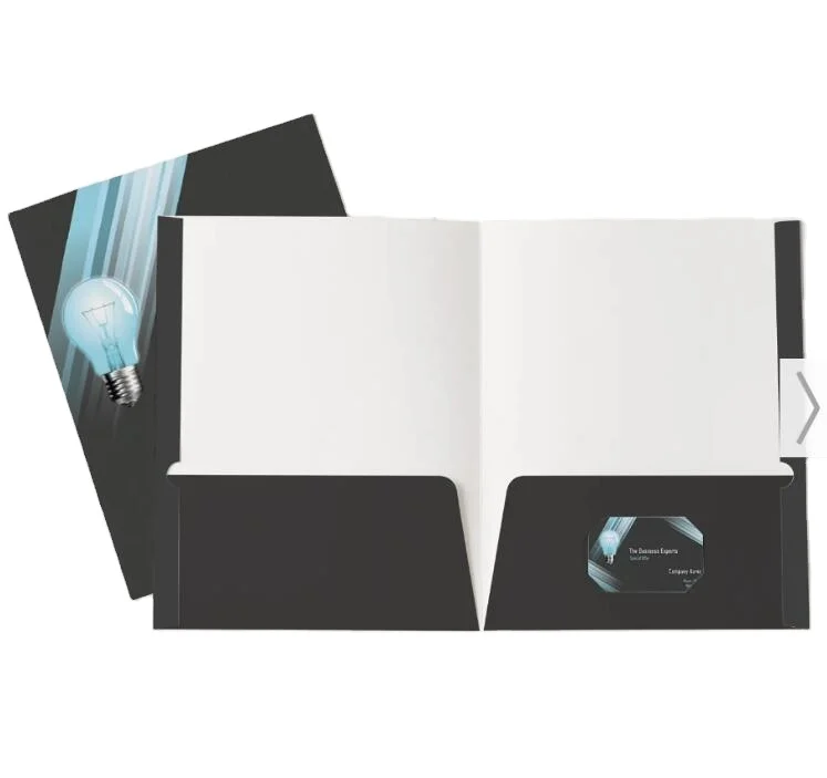 Custom Logo a4 File Paper Presentation Folders with Business Card Slot printing service
