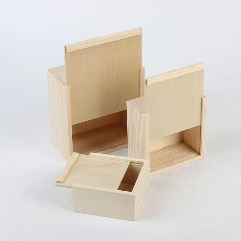 Pine wood sliding lid wood gift packaging box Wholesale