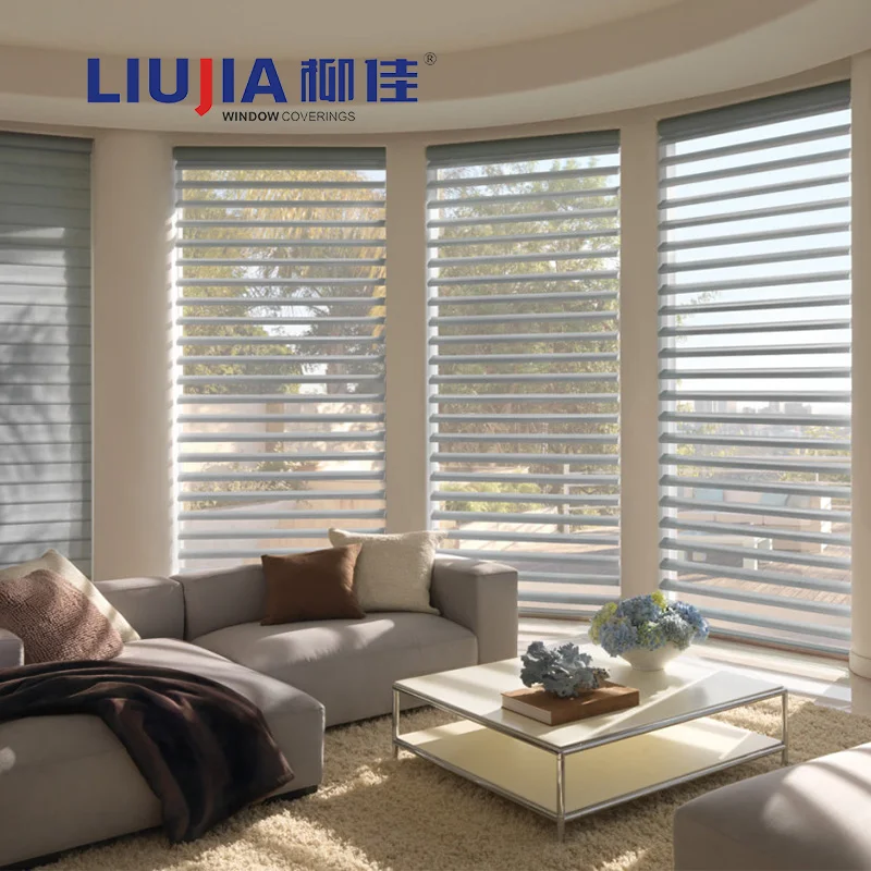 Alexa Control Electric Triple Shade Sheer Blinds Cordless Smart Double Layer Roller Shades Automatic Motorized shangri-la blinds
