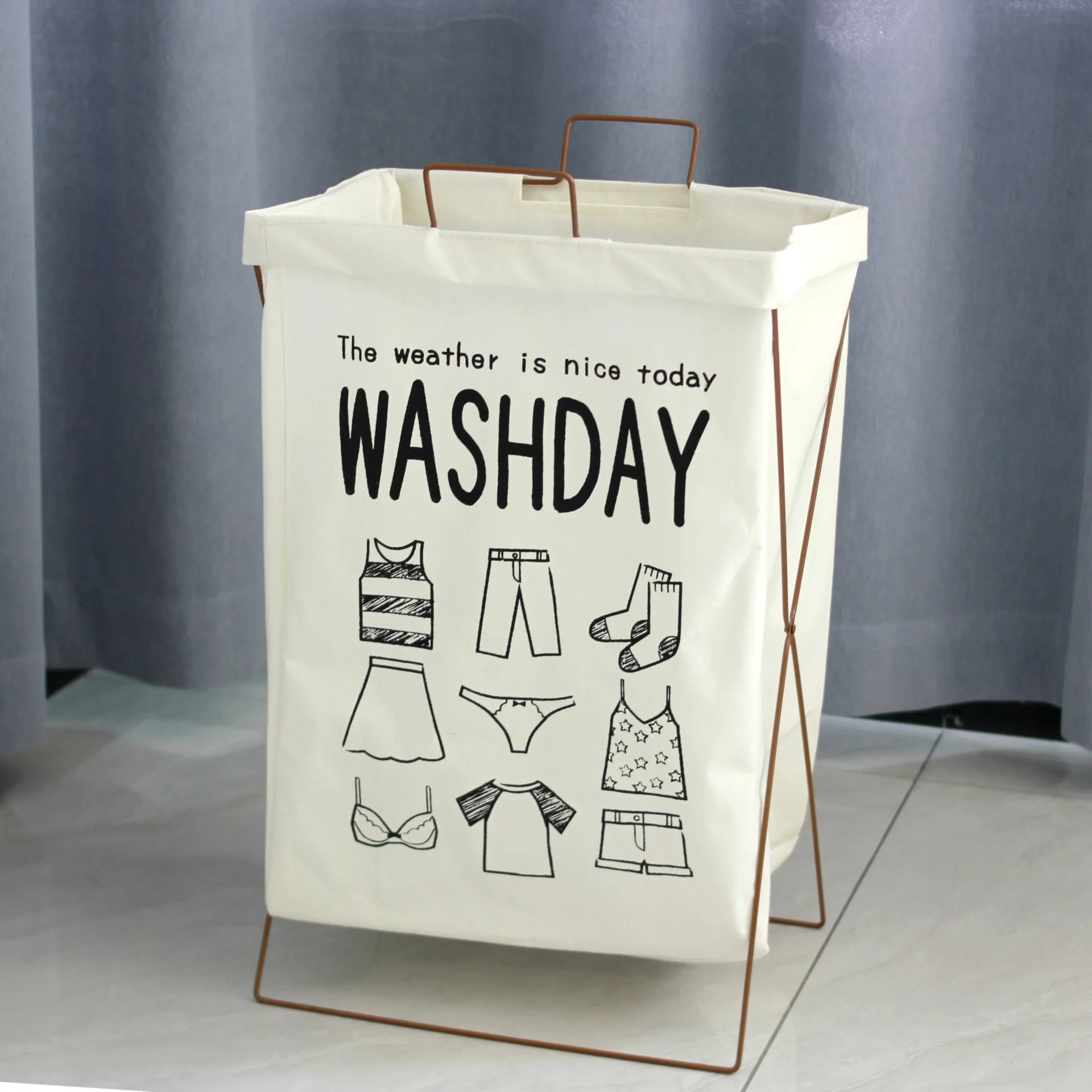 Portable Waterproof Foldable Collapsible Laundry Hamper Dirty Clothes Storage Cotton Linen Hemp Laundry Basket