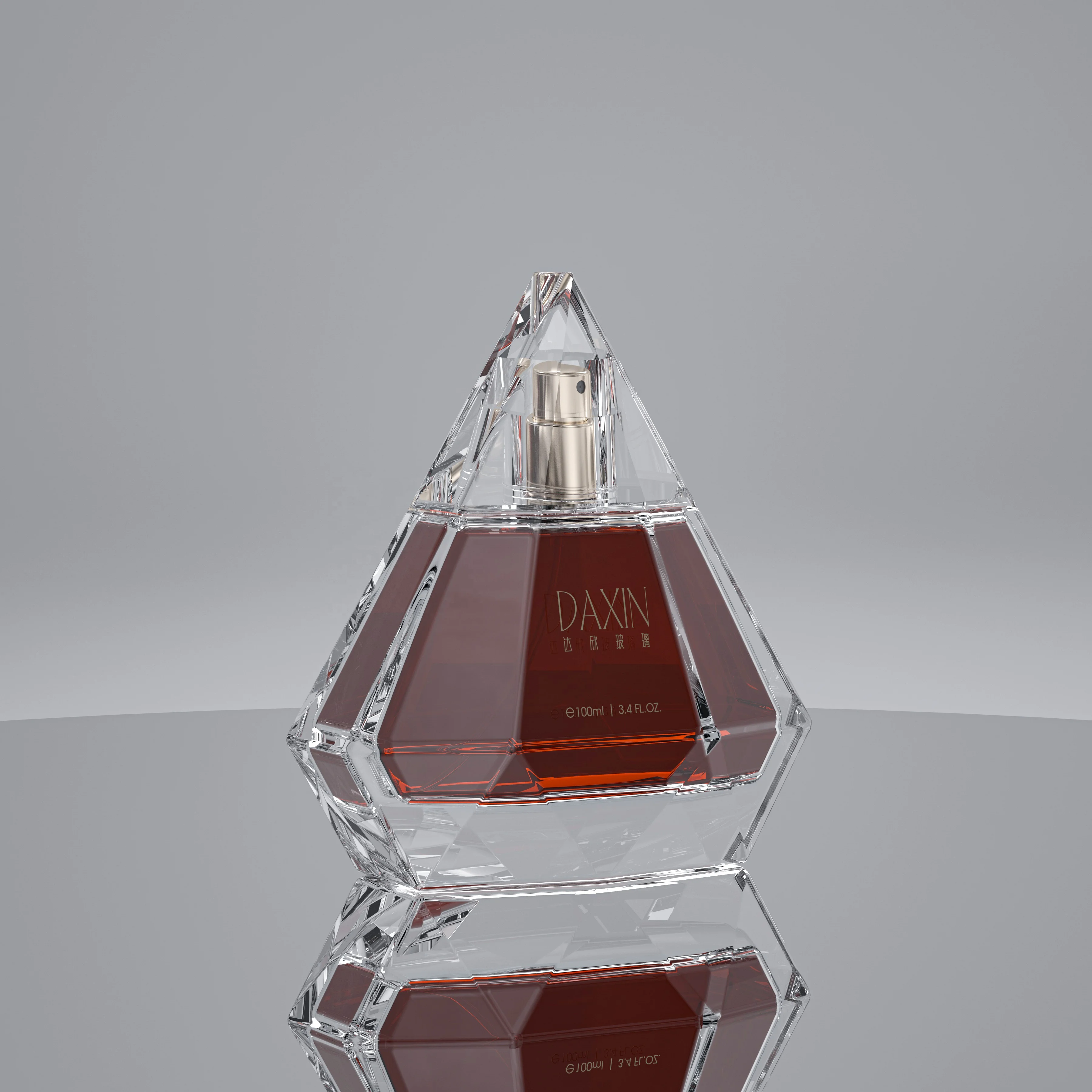 Mysterious black triangular empty perfume spray bottle 100 ml  unique glass perfume bottle custom perfume bottle with spray