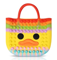 FT59 Simple Reasuable Silicone Sensory Pop Fidget bag Tote Bag Stress Relief waterproof Handbag for Women Pop duck bag