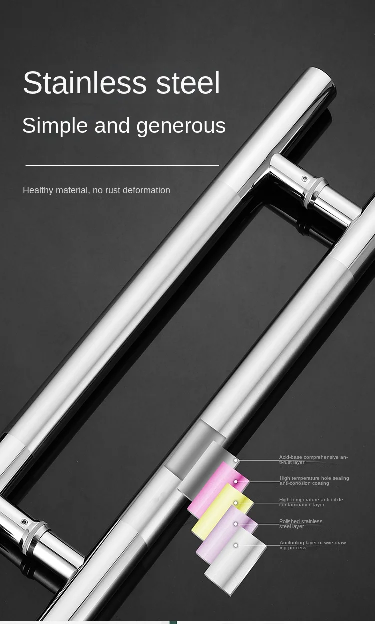 600MM Satin Nickel Ladder Push Pull Handle Interior SUS 304 Stainless Steel Modern Door Handle for Commercial Glass Door