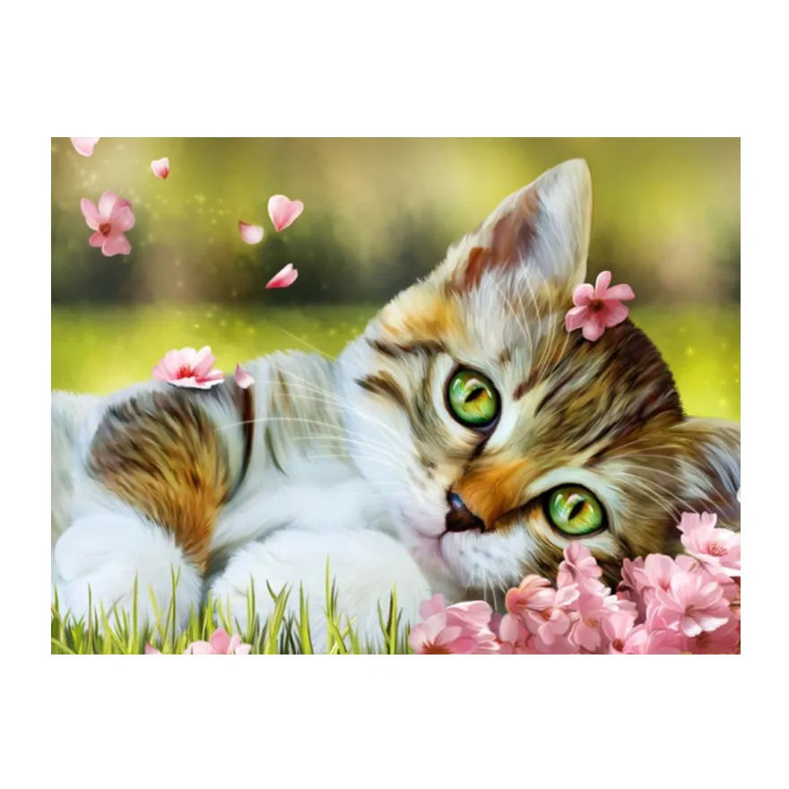 M-A-108 Wholesale Custom Photo Diamond Painting Kit  Full Drill DIY 5D Embroidery Decors Gifts ,Cute kitten