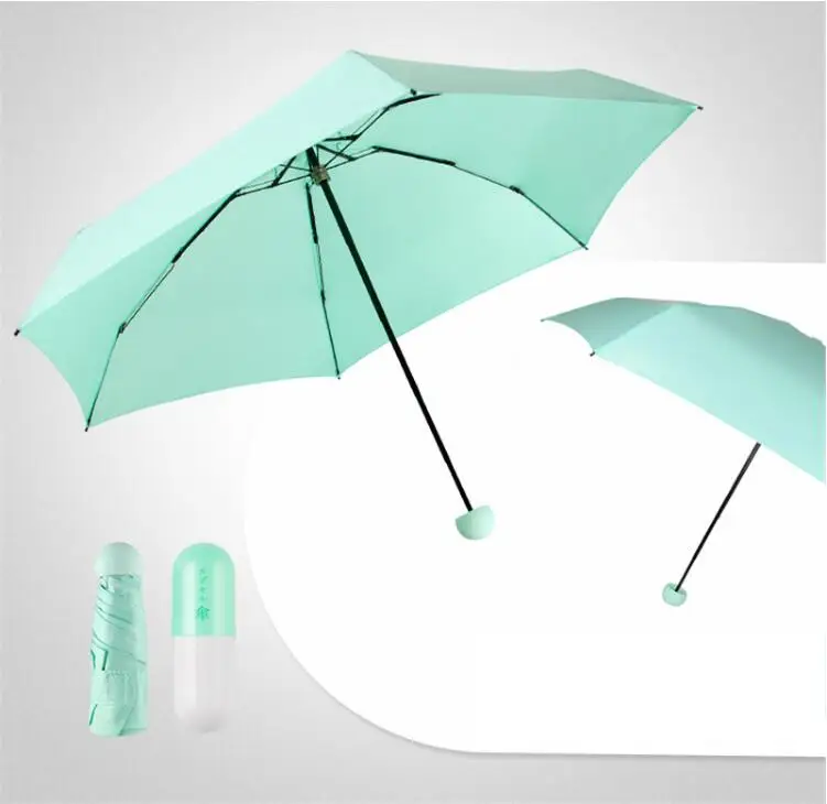 Mini parasol 5 Folding 6 Ribs Mini Pocket Umbrellas Manual Folding UV Prevent Capsule Umbrellas Custom Logo Umbrella for gifts