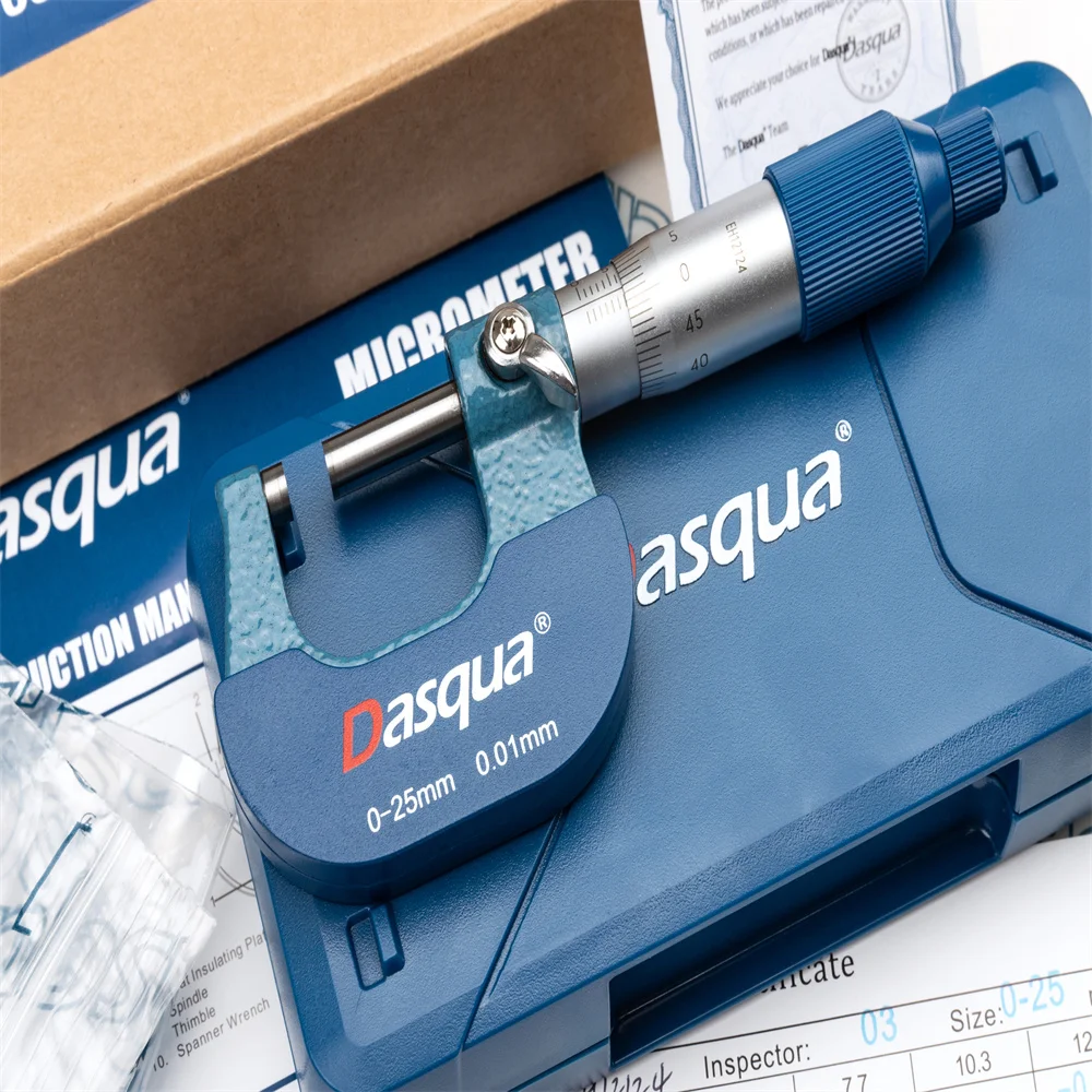 DASQUA Высокоточный 0-25 мм 25-50 мм 50-75 мм 75-100 мм термозащита 2 года гарантии наружный микрометр