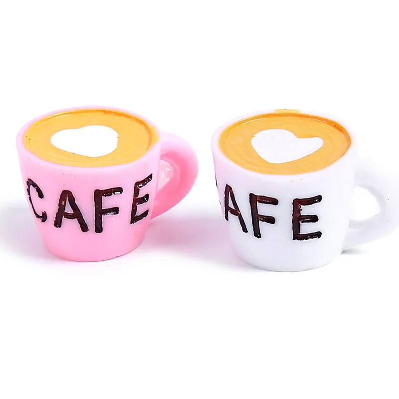 Dropshipping small mini plastic Resin heart miniature coffee cup mug charm