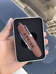 Многофункциональный карманный складной нож из нержавеющей стали с деревянной ручкой