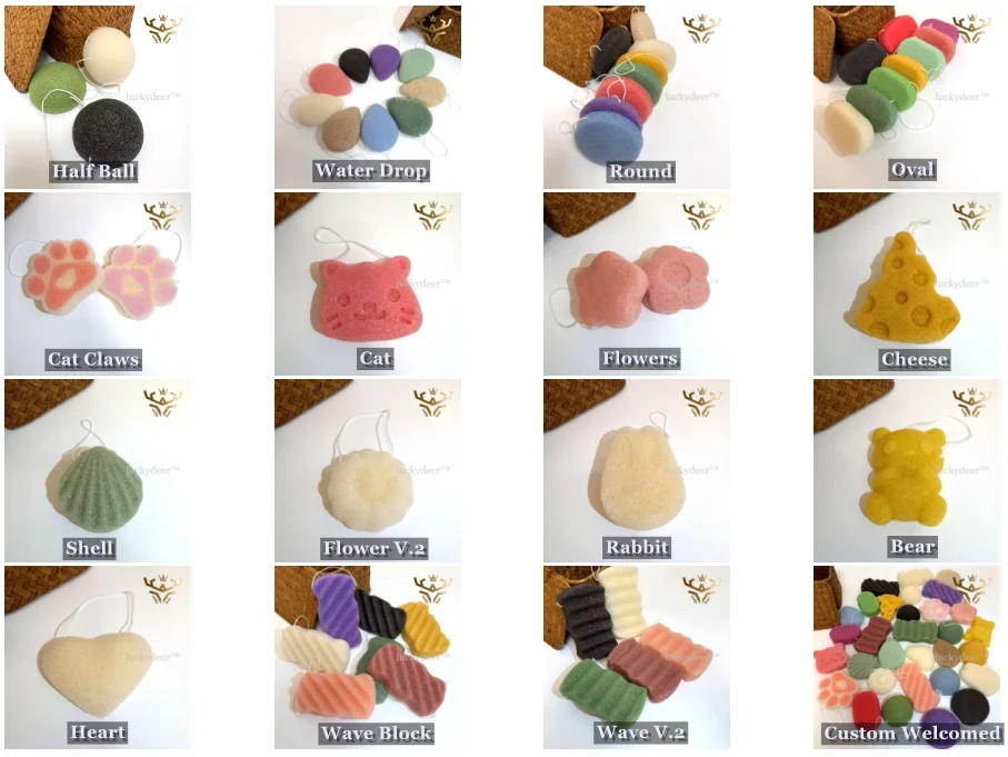 Natural Konjac Plants Fiber Skincare Sponge For Face Cleaning Body Cleansing Makeup Removing Use Konjac Facial Wash Sponge Puff