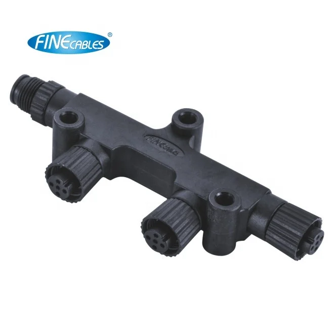 Finecables Waterproof Plastic 3 4 5 8 Pin Male to 3*Female 4T Splitter M12 Connector