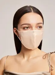 First Textile Fashion Pink Silk Facemask Women Reusable Washable Fabric Cloth Silk Face Mask With Custom Logo