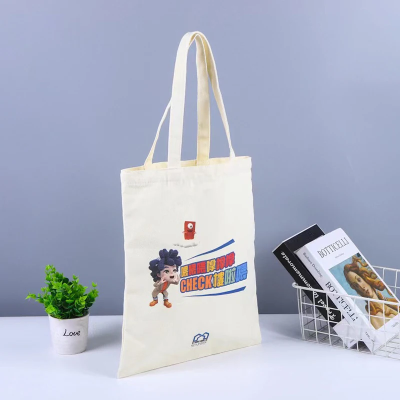 Personalized Custom Printed Logo Cotton Canvas Tote Bags Promotional Reusable Plain Blank Canvas Shopping Bags
