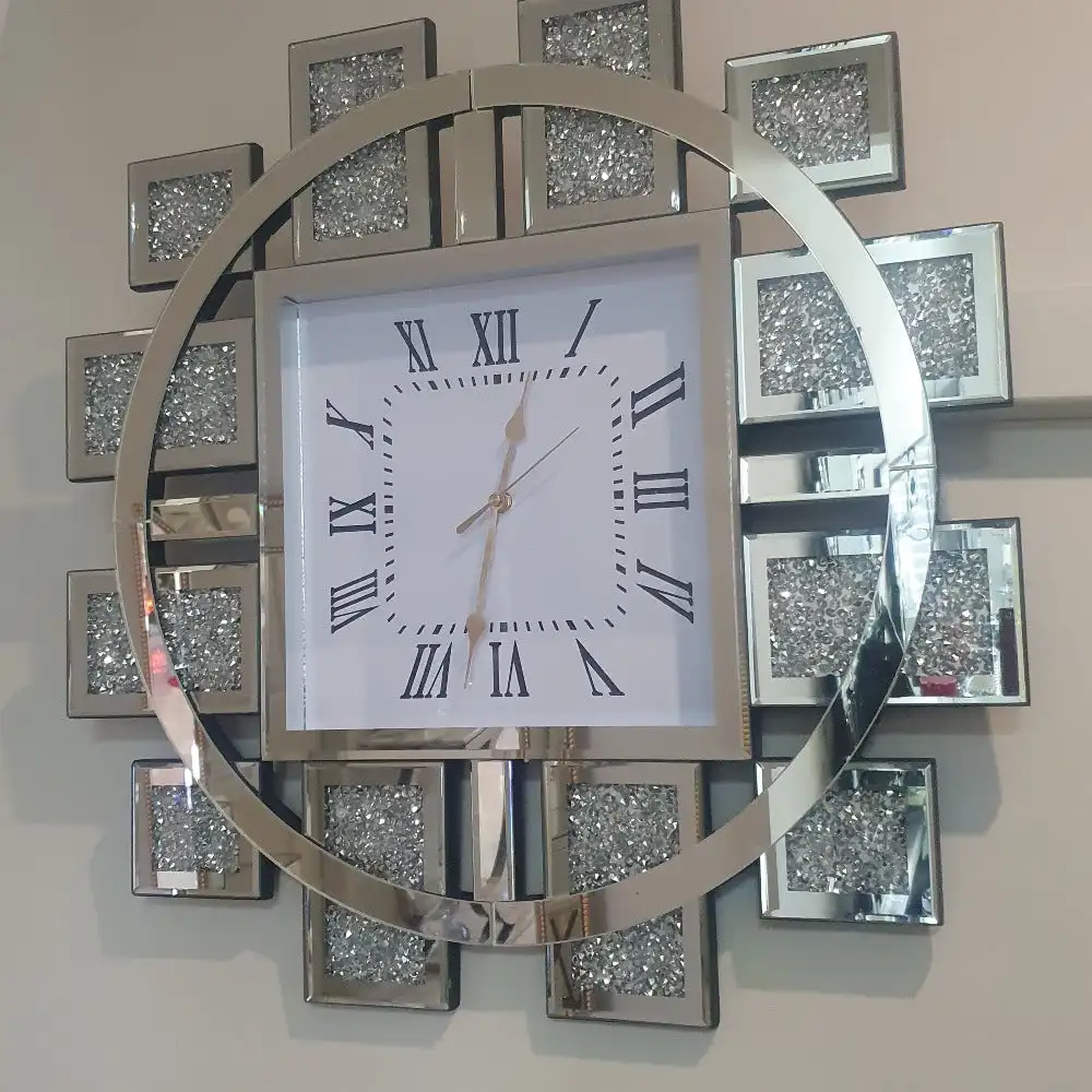 Large Modern Wall Clock  Contemporary Style Mirrored Wall Clock Living Room Decoration For Home Hotel