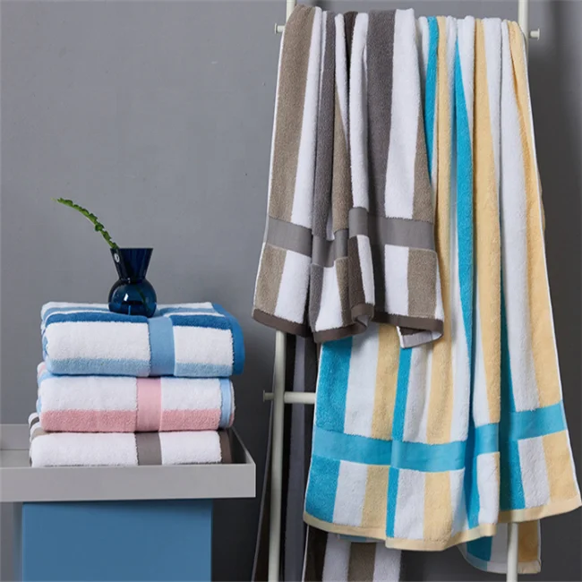 Swimming Pool Beach Towel Cabana Towels Custom 100% Cotton Striped Beach Towel