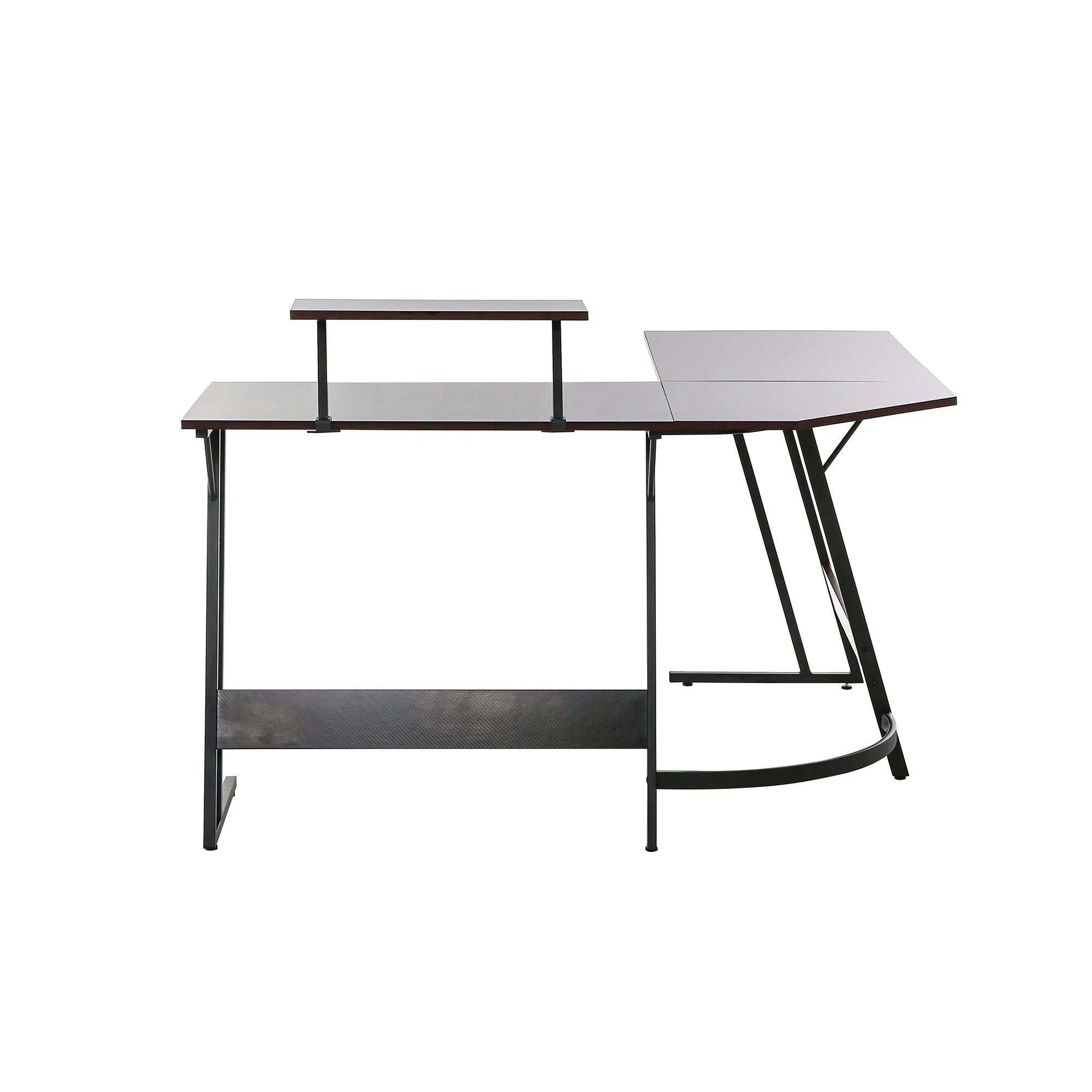 L Shaped Computer Corner gaming table pc Desk with Monitor Shelf