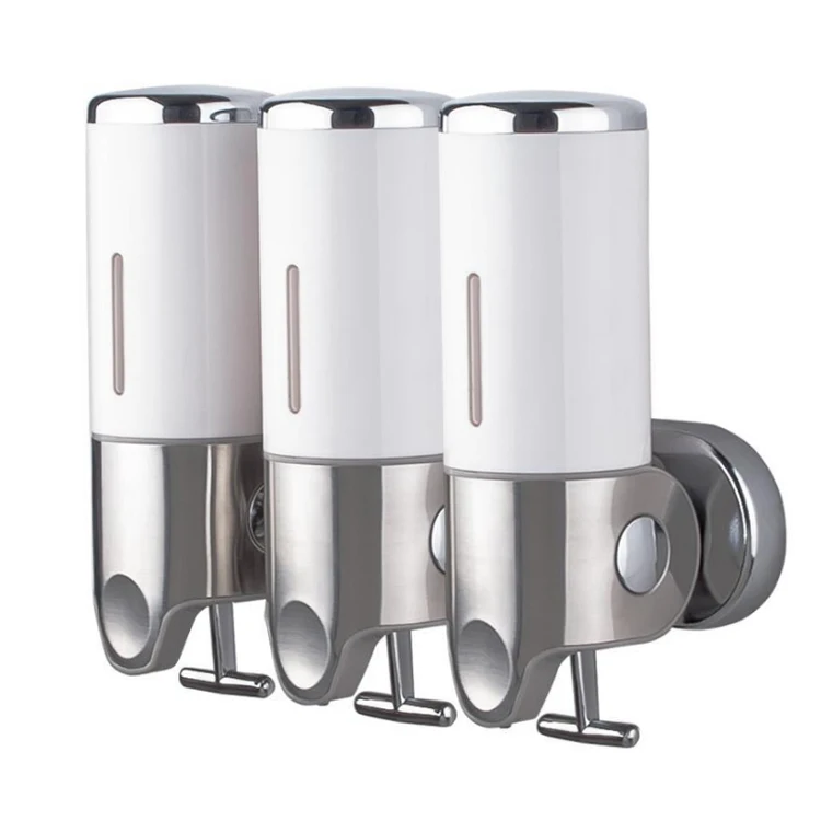 
Large Capacity Lotion Bottle Colorful Mount Manual Stainless Steel Refilled 3 Bottles Soap Dispenser 1500ml 