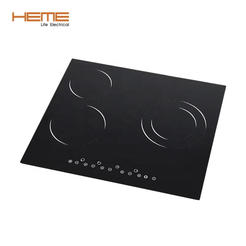 CE CB certificate home appliances built-in electric touch screen ceramic glass 3 hot plates ceramic cook stove