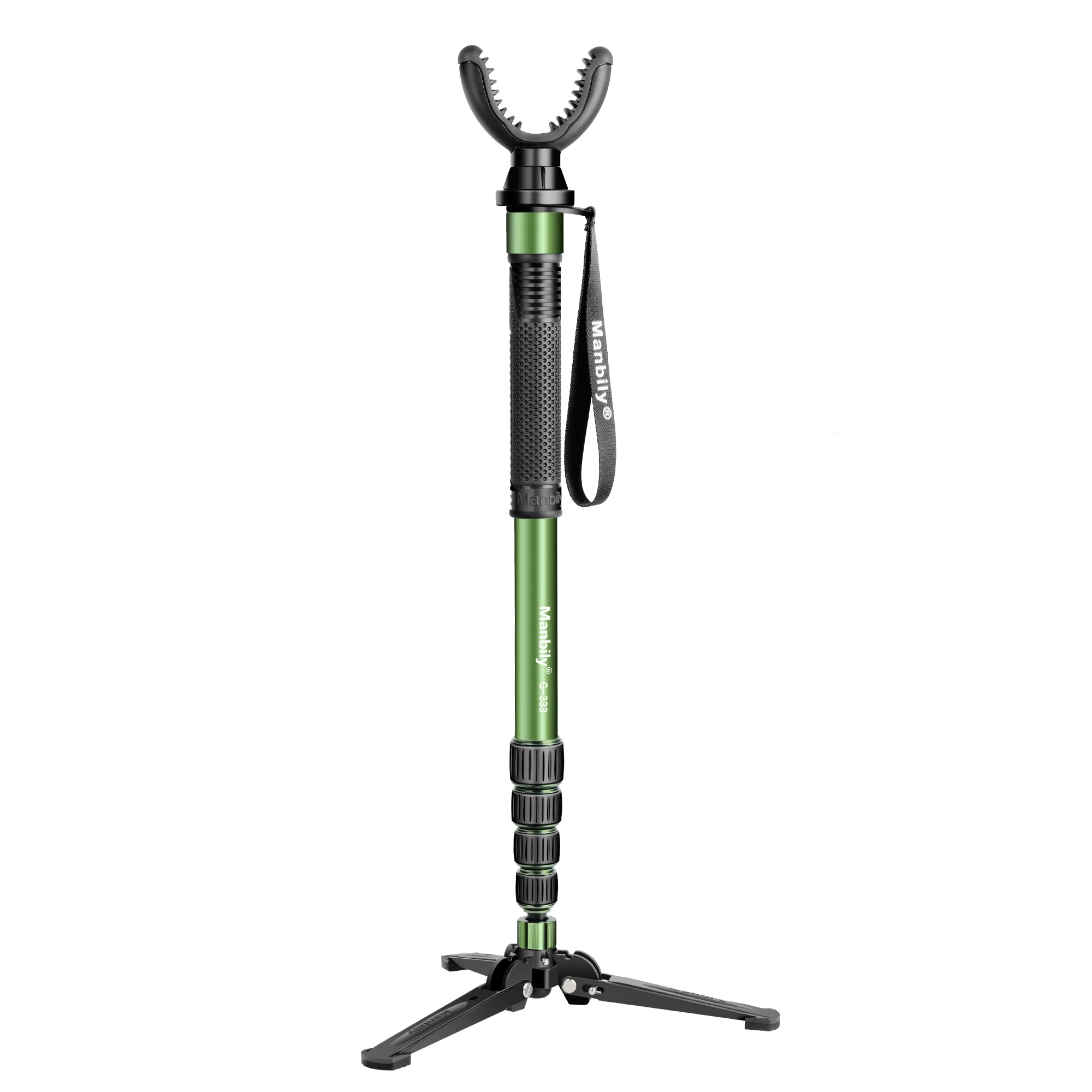 Most Convenient Classic V Shaped Rotating Yoke Monopod Telescopic Shooting Stick With Wrist Strap