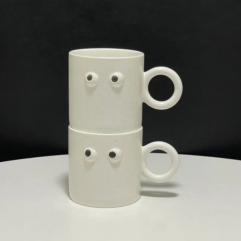 Custom Funny Big Eyes Cappuccino Mugs Ceramic Coffee Mug Tea Cups