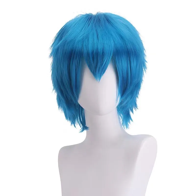 New cosplay wig with fur and makeup in blue