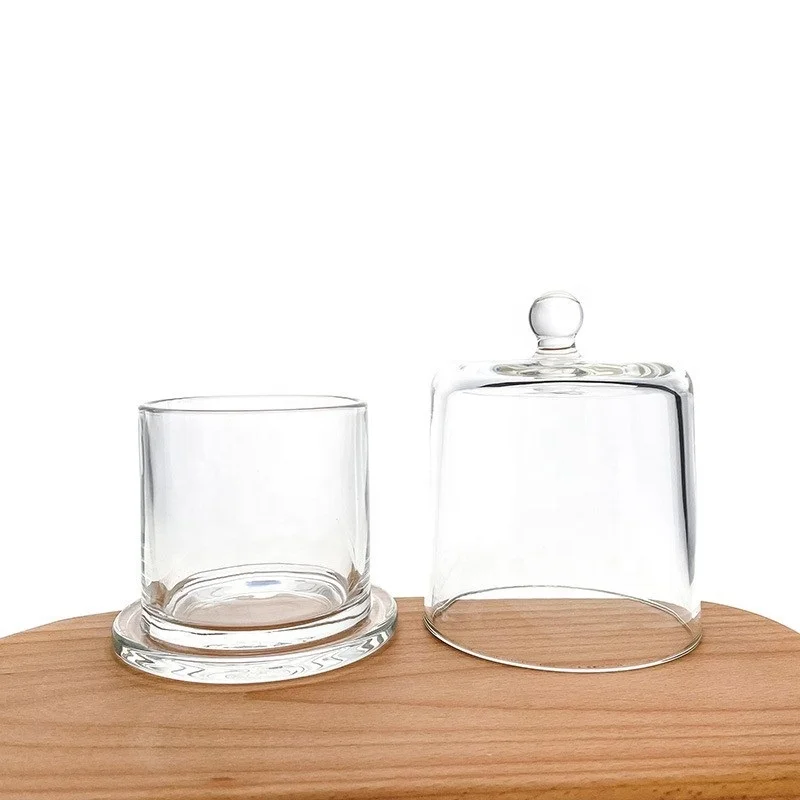 Good Quality Dome Candle Jars Container With Covers Empty Bell Shape Glass Candle Jars With Lids