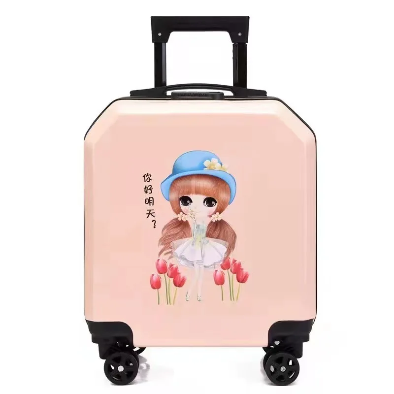 Cartoon universal wheel trolley case kids school student password suitcase