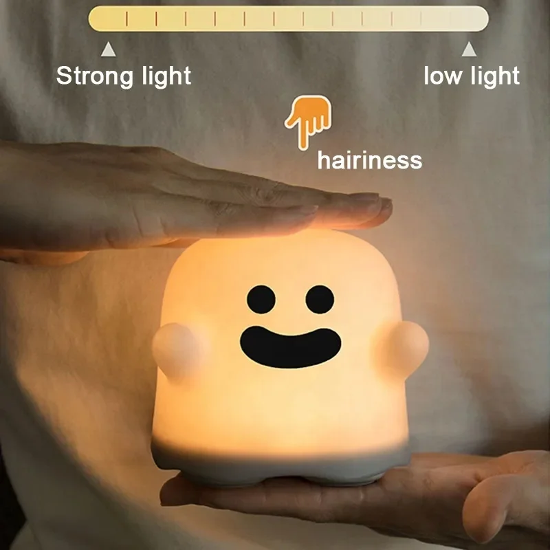 Ghost Night Lamp Cartoon Usb Rechargeable Sleeping Light Touch Sensor Bedroom For Kid Gift Children