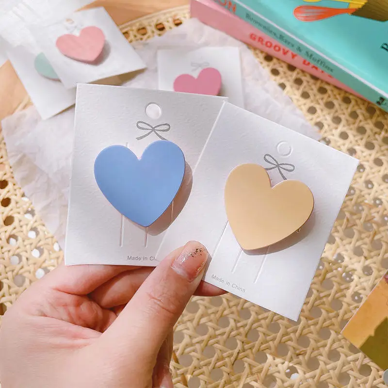 South Korea Fashion Lovely Candy Color Acrylic Heart Hair Clip Women Headdress Hair Clip