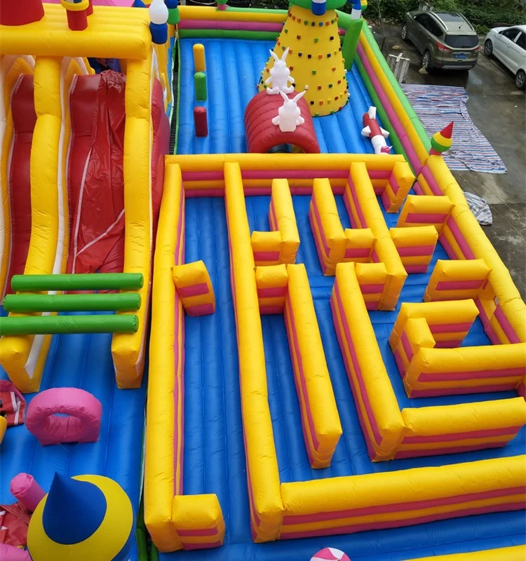 China inflatable maze trampoline / inflatable trampoline playland for children / kids single bungee jumping trampoline for sale