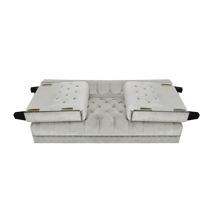 High quality custom luxury long seater soft tufted folding grey chesterfield sofa for living room