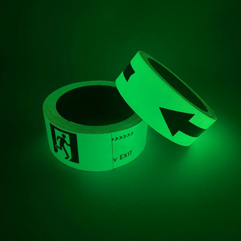 Photoluminescent luminous vinyl signage marker sticker tape small roll glow in the dark tape