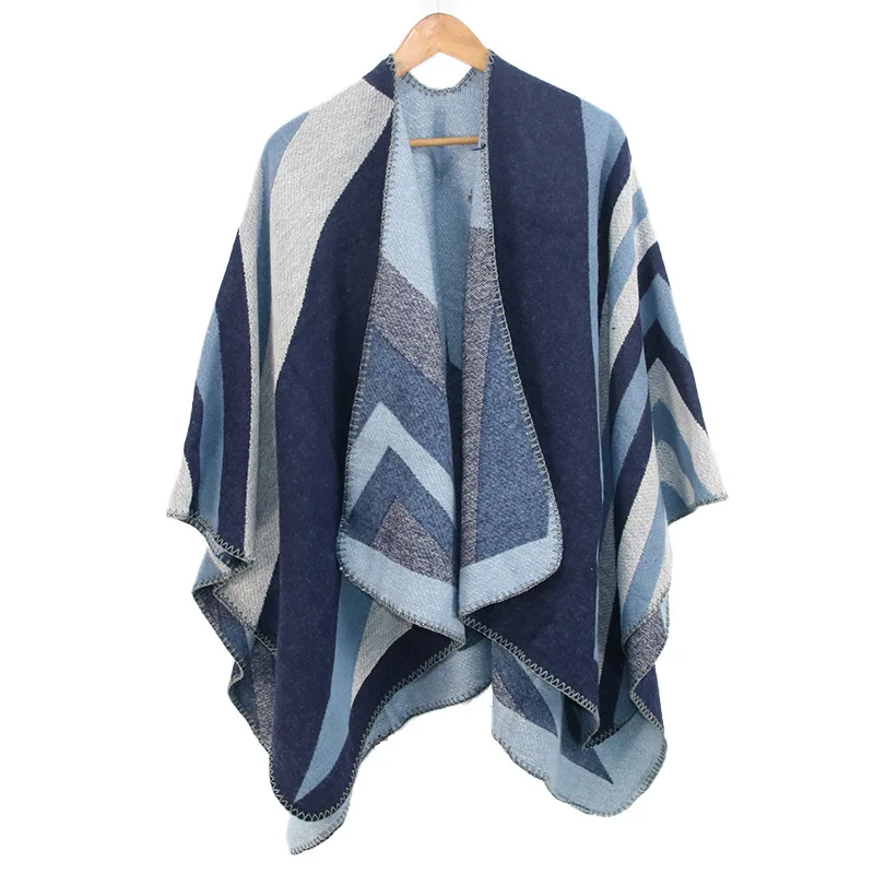 New European and American Fashion Leopard Print Imitatio n Cashmere Ladies Scarf Jacquard Split Thickened Large Cloak