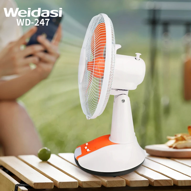 12 inches Rechargeable Emergency Fan Table Fan with Led Light AC DC Charging Port