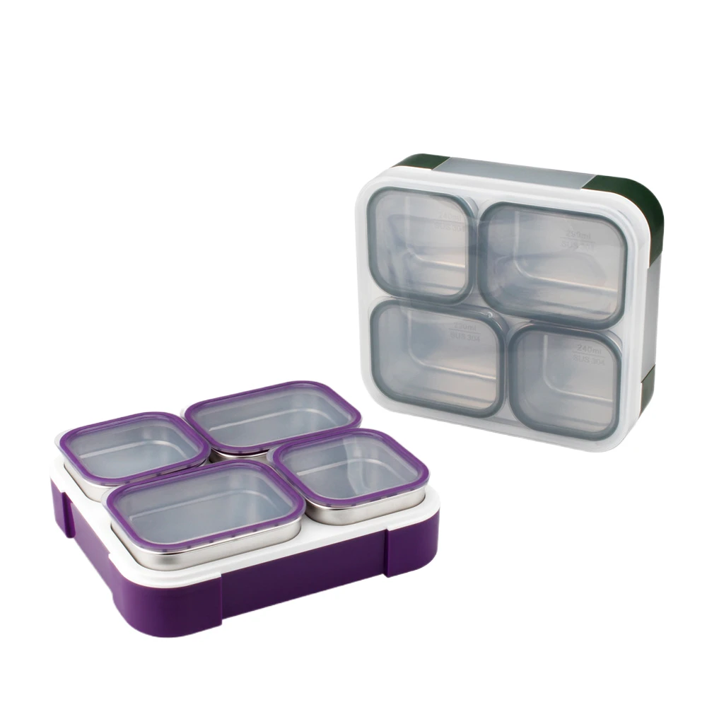 office worker student four grids moveable lunch box New microwaveable heating 304 Stainless steel insulated lunch box
