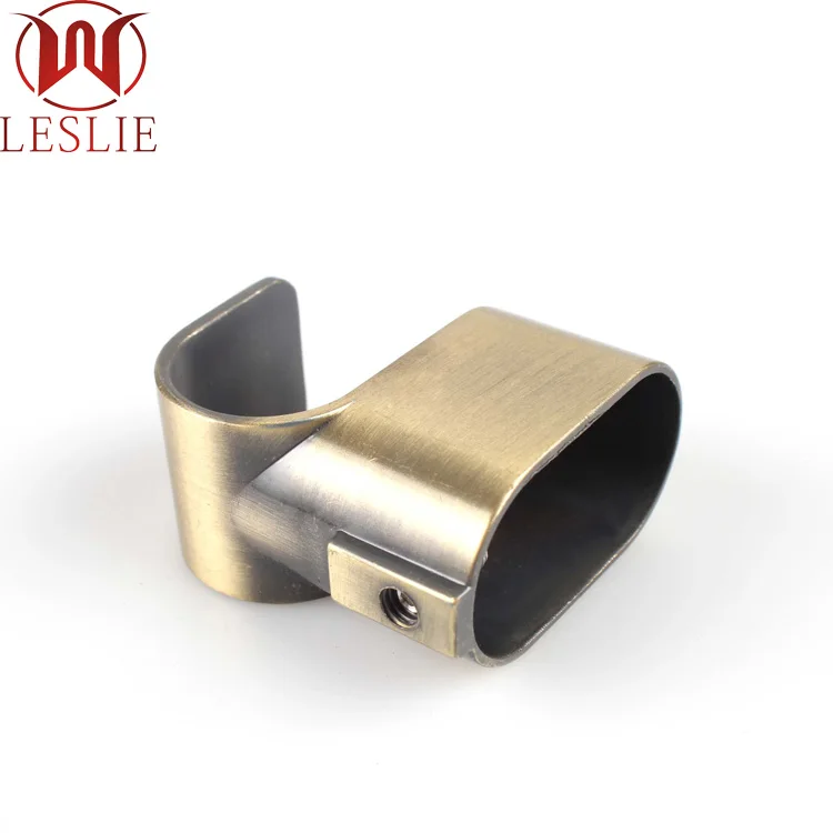 Zinc Alloy Oval Shape Wardrobe Hanging Rail Rod End Support Wardrobe Tube Support Brackets Holder Wardrobe Tube Holder