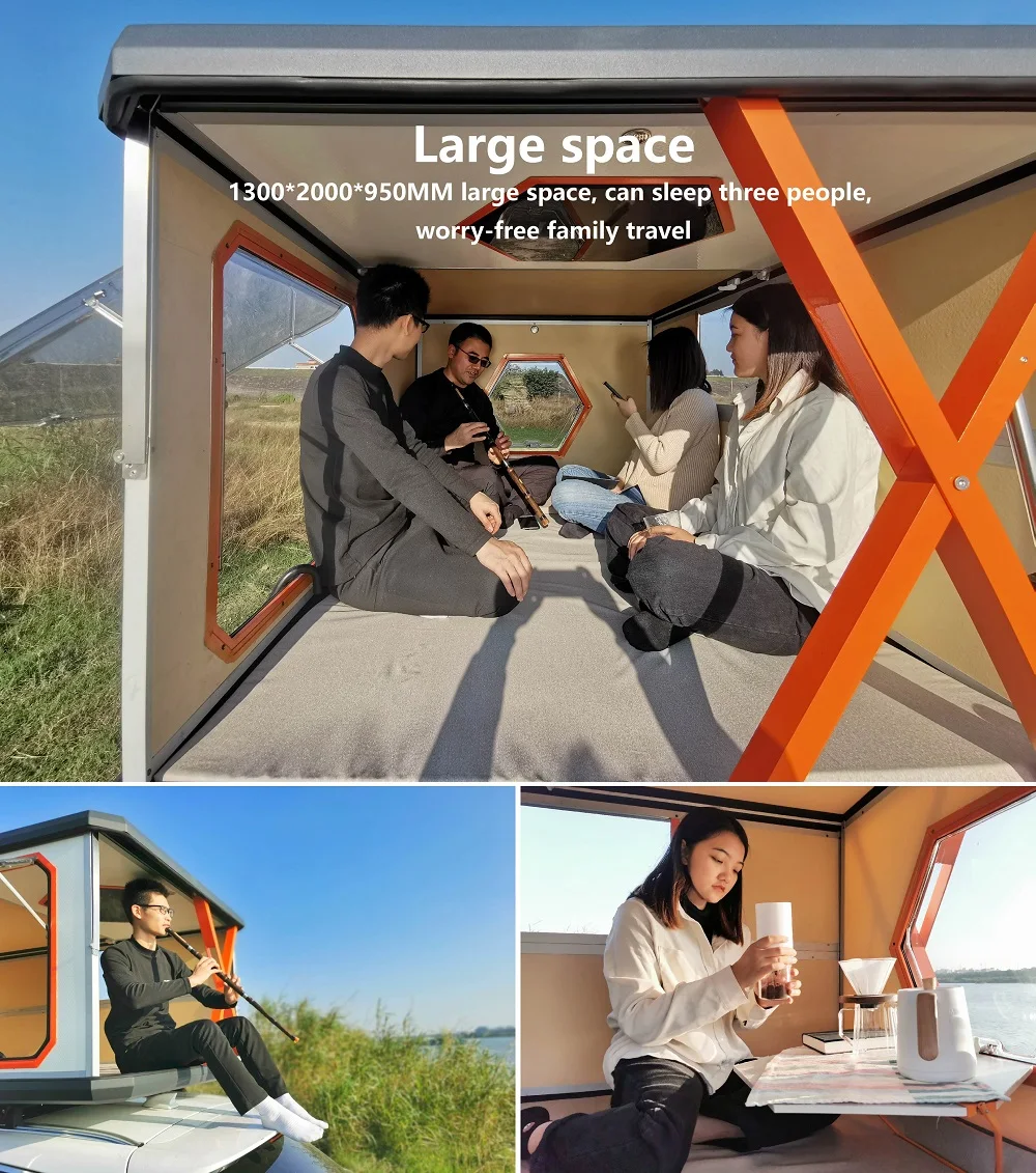 High Quality Luxury Aluminum Hardshell Roof Tent 3-4 Person Waterproof Clam Hard Shell Roof Top Tent For Car